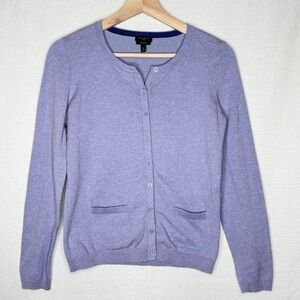 Talbots Womens Petite Small Cardigan Pima Purple‎ Button Up Pastel Academia